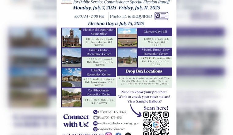 Clayton County Opens Six Sites for Advanced Voting in Public Service Commission Runoff