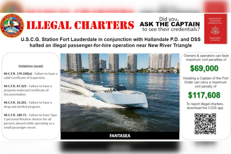 Coast Guard Cracks Down on Illegal Charter Operations in Fort Lauderdale, Halts 9 Voyages for Safety Violations