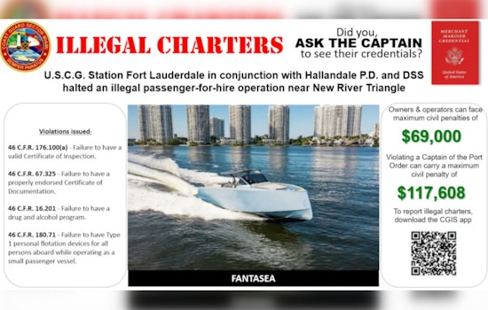 Coast Guard Cracks Down on Illegal Charter Operations in Fort Lauderdale, Halts 9 Voyages for Safety Violations