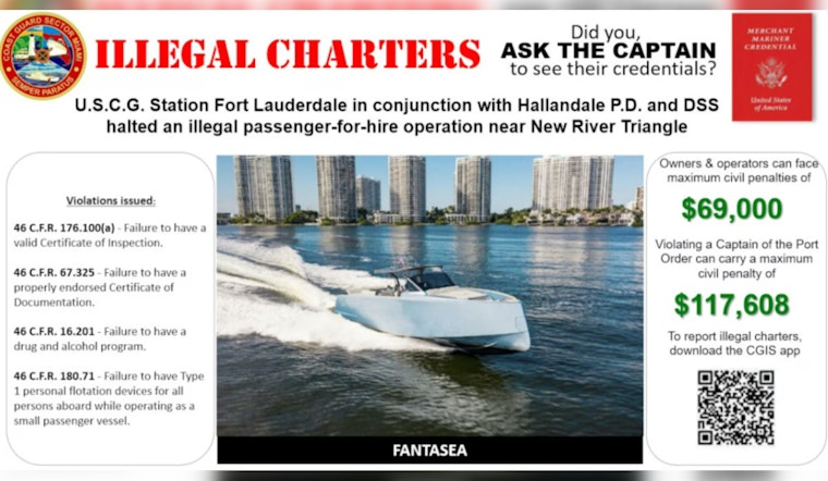 Coast Guard Cracks Down on Illegal Charter Operations in Fort Lauderdale, Halts 9 Voyages for Safety Violations