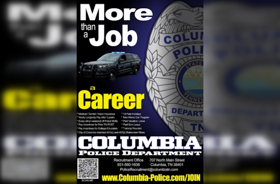 Columbia Police Department in Tennessee Seeks New Recruits, Offers Competitive Salary and Inclusive Benefits