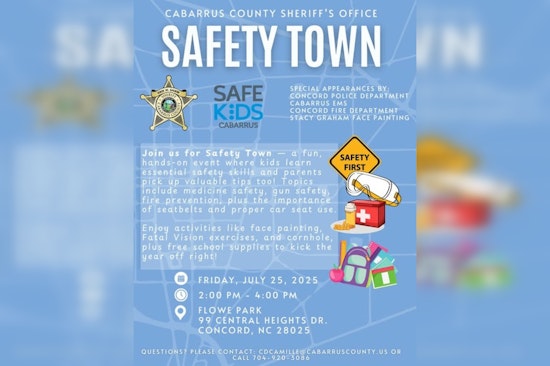 Concord's Safety Town Event, Free Family Safety Education and Fun, Hosted by Cabarrus County Sheriff's Office and Safe Kids Cabarrus