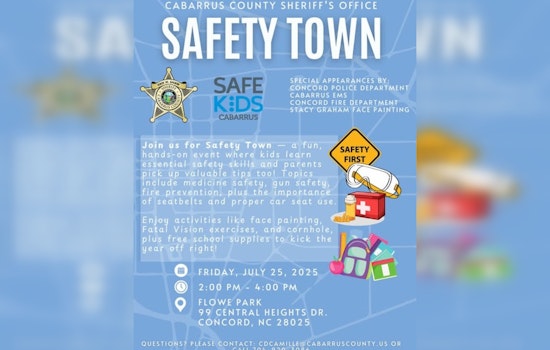Concord's Safety Town Event, Free Family Safety Education and Fun, Hosted by Cabarrus County Sheriff's Office and Safe Kids Cabarrus