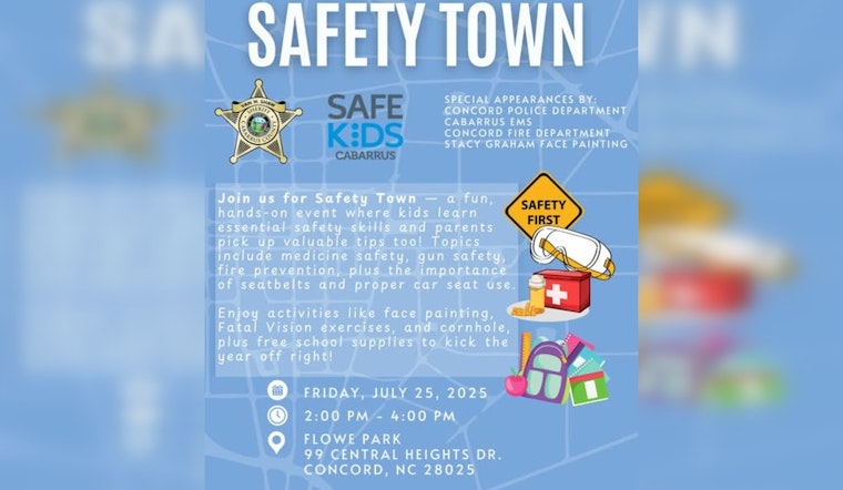 Concord's Safety Town Event, Free Family Safety Education and Fun, Hosted by Cabarrus County Sheriff's Office and Safe Kids Cabarrus