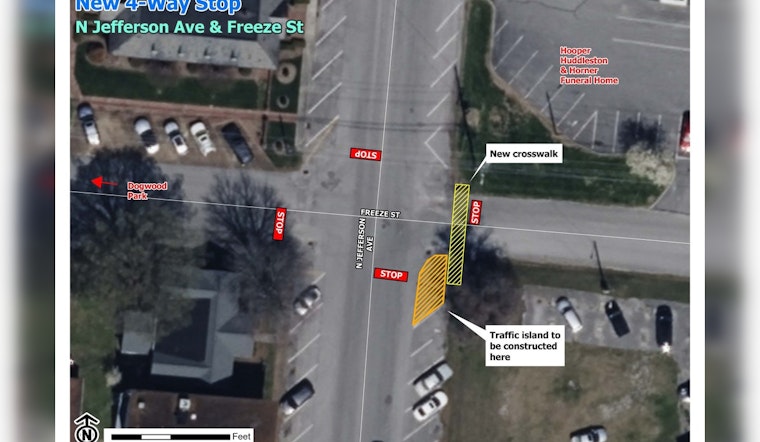 Cookeville to Implement New Four-Way Stop at North Jefferson and Freeze Street for Enhanced Safety