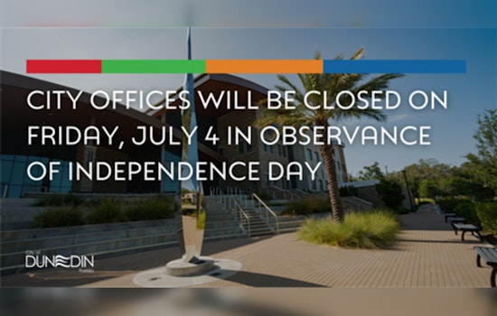 Dunedin City Offices to Close for July 4th Festivities, Trash Collection Schedule Adjusted