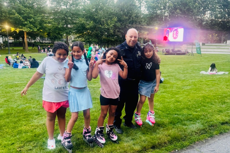 East Boston Community Bonds with Local Police at 'Summer on the Greenway' Movie Night