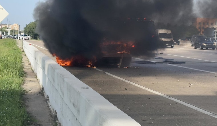 Emergency Crews Extinguish Vehicle Fire on N Sam Houston Parkway, No Injuries Reported
