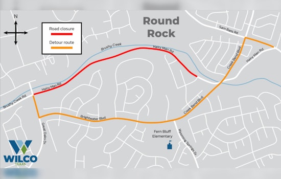Evening Road Closures on Hairy Man Road in Round Rock for Bridge Construction, July 21-25