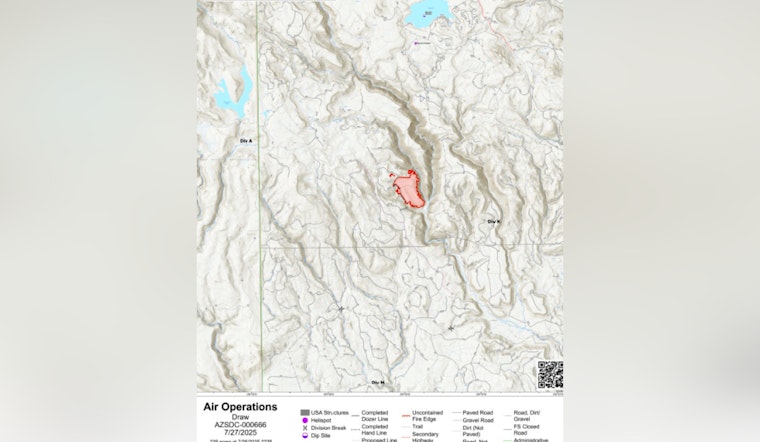 Firefighters Gain Ground on Western Flank of Draw Fire near Big Lake, Arizona