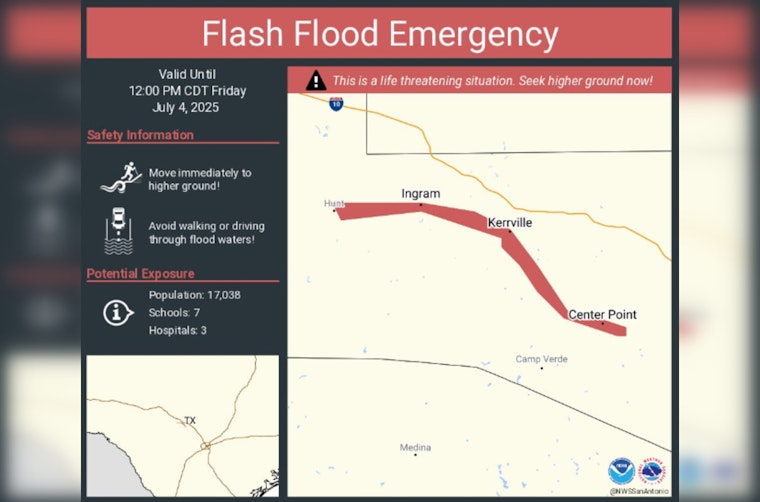Flood Threat Looms Over South Texas, Kerrville and Surrounding Areas under Flash Flood Emergency