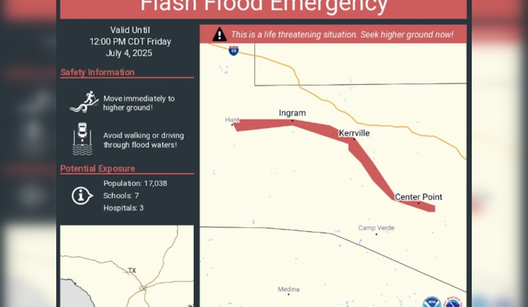 Flood Threat Looms Over South Texas, Kerrville and Surrounding Areas under Flash Flood Emergency