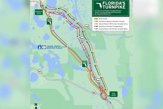 Florida Turnpike Travel Alert: Scheduled Overnight Closures for Bridge Installation near SR 60 and US 192