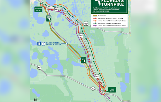 Florida Turnpike Travel Alert: Scheduled Overnight Closures for Bridge Installation near SR 60 and US 192
