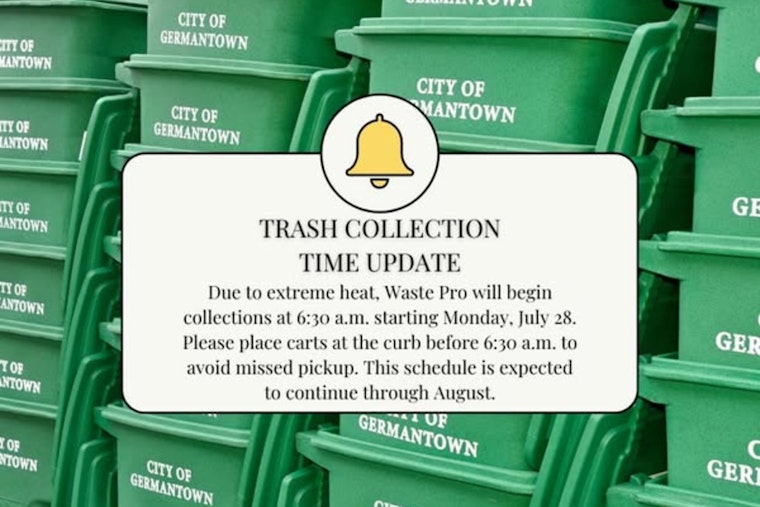 Germantown Waste Pro Adjusts Collection Times to Beat the Heat: Residents Advised to Set Out Trash Early