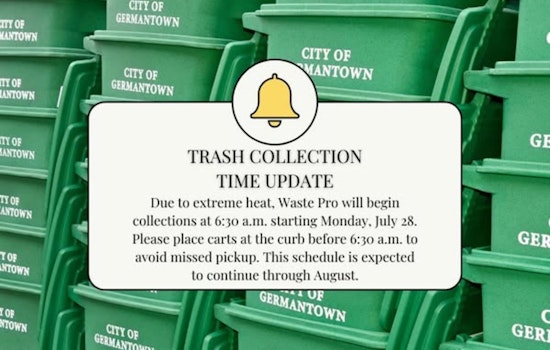 Germantown Waste Pro Adjusts Collection Times to Beat the Heat: Residents Advised to Set Out Trash Early