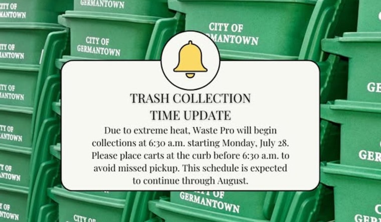 Germantown Waste Pro Adjusts Collection Times to Beat the Heat: Residents Advised to Set Out Trash Early