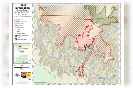 Grand Canyon's Dragon Bravo Fire Grows to Over 16K Acres, Containment Efforts Intensify Amid Critical Weather Conditions