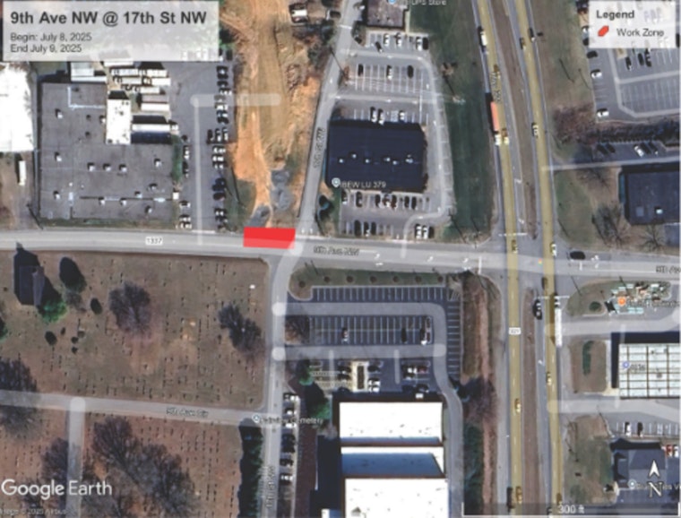 Hickory Drivers Alert as Ninth Avenue NW Lane Closes for Storm Drain Work July 8-9 Near DMV Office