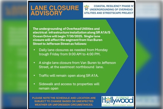 Hollywood, FL Drivers Alert: Lane Closures on SR A1A for Utility Upgrades Begin Today