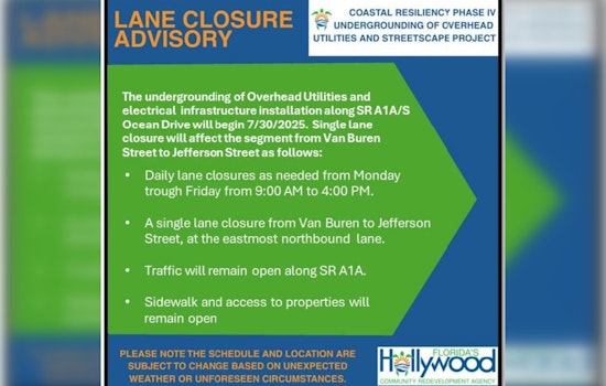 Hollywood, FL Drivers Alert: Lane Closures on SR A1A for Utility Upgrades Begin Today