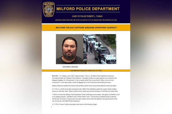 Interstate Collaboration Leads to Swift Arrest of Arizona Fugitive in Milford, MA