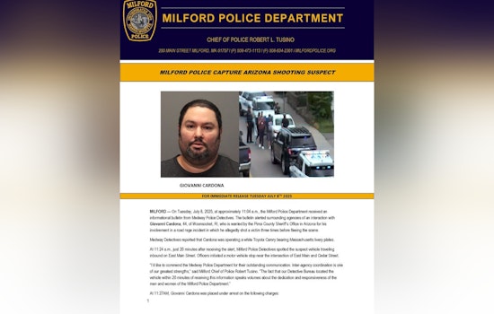 Interstate Collaboration Leads to Swift Arrest of Arizona Fugitive in Milford, MA