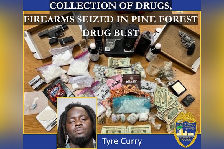 Jacksonville Drug Raid Uncovers Cocaine, Meth, and Guns as Suspect Tyre Curry Faces Multiple Felony Charges