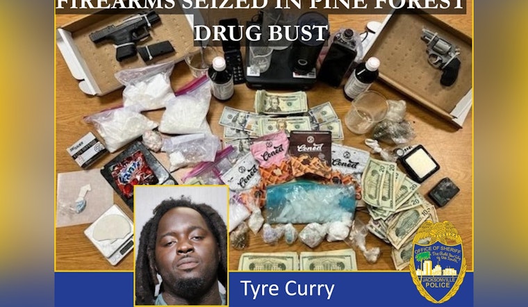 Jacksonville Drug Raid Uncovers Cocaine, Meth, and Guns as Suspect Tyre Curry Faces Multiple Felony Charges