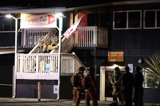 Kaua‘i Firefighters Rapidly Contain Early Morning Blaze at Olympic Café in Kapa‘a