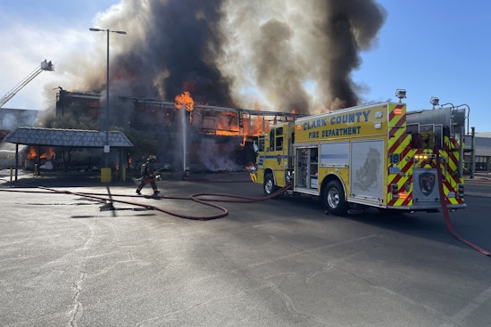 Las Vegas' University Shopping Center Engulfed in Blaze Near UNLV as Emergency Services Respond to Three-Alarm Fire