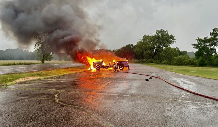 Lightning Strike Ignites Truck Fire at Fort Custer Recreation Area, Occupant Escapes Unharmed