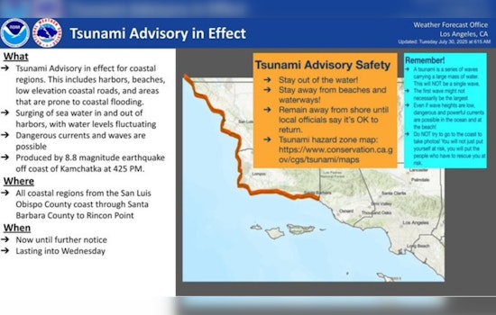 Los Angeles County Coastal Areas, Including Marina del Rey, Under Tsunami Advisory Following Undersea Disturbance