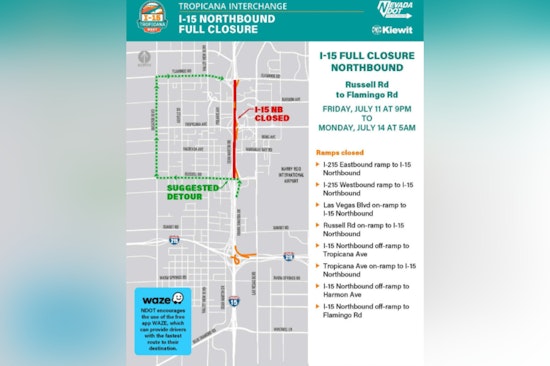 Major I-15 Closures in Las Vegas Scheduled for Tropicana Interchange Project Construction