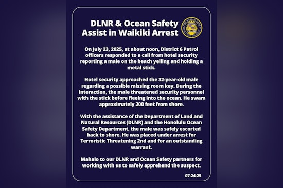 Man Arrested After Threatening Waikiki Hotel Security and Attempting Ocean Escape