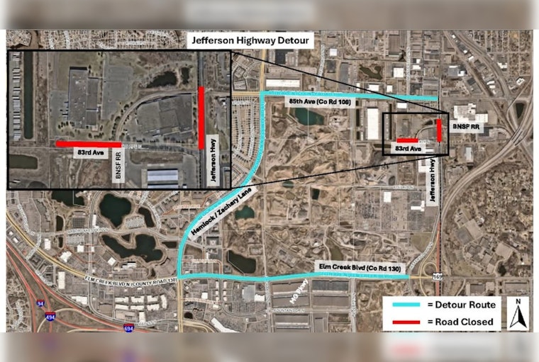 Maple Grove and Brooklyn Park Motorists Alert: Railroad Crossing Upgrades to Cause Weeklong Detours on 83rd Ave & Jefferson Hwy