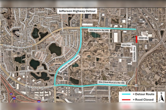 Maple Grove Commuters Alert: Jefferson Highway Closure for BNSF Railway Maintenance Jul 14-18