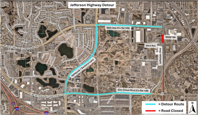 Maple Grove Commuters Alert: Jefferson Highway Closure for BNSF Railway Maintenance Jul 14-18