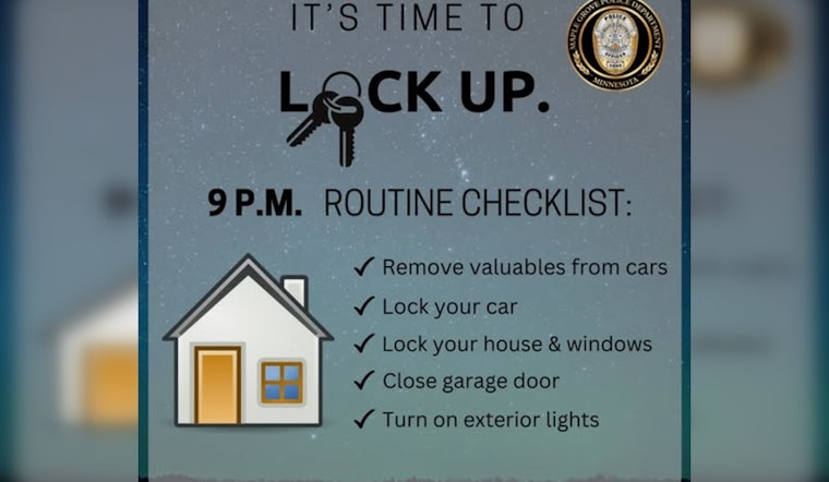 Maple Grove Police Urge Residents to Adopt '9 P.M. Lock-Up' Routine for Summer Safety