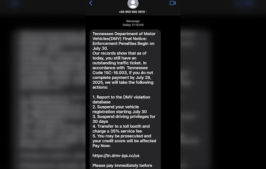 McNairy County Sheriff's Office Warns of Phishing Scam Posing as Tennessee DMV "Final Notice"