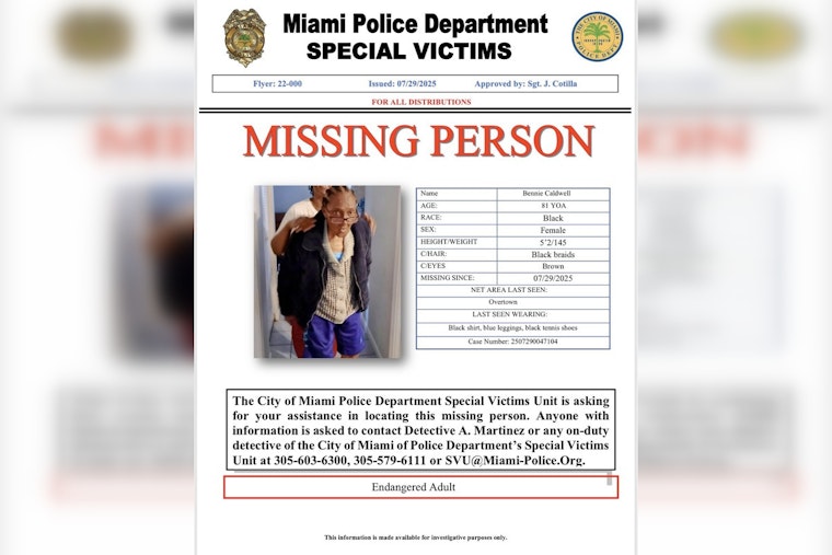 Miami Police Seek Public's Help to Locate Missing 81-Year-Old Bennie Caldwell from Overtown