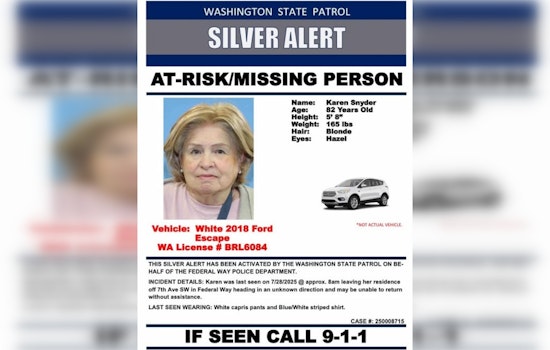Missing 82-Year-Old Federal Way Woman Found Safe, Police Thank Community for Assistance