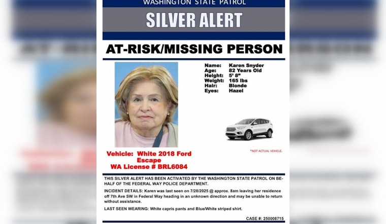 Missing 82-Year-Old Federal Way Woman Found Safe, Police Thank Community for Assistance