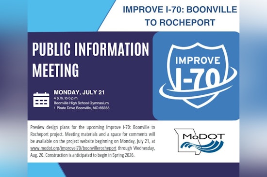 MoDOT to Host Improve I-70 Information Meeting in Boonville as Public Is Invited to Discuss Highway Upgrades