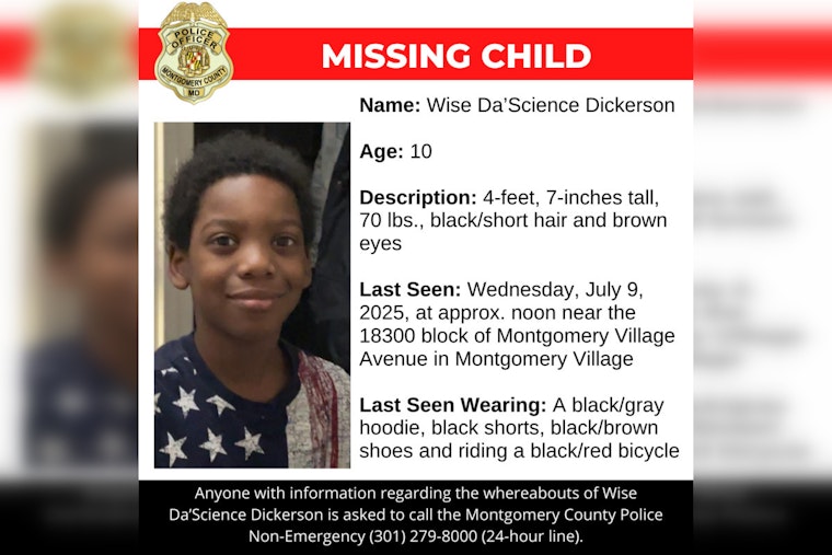 Montgomery Community Urged to Aid in Search for Missing 10-Year-Old Wise Da'Science Dickerson from Montgomery Village