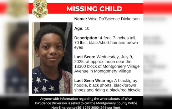 Montgomery Community Urged to Aid in Search for Missing 10-Year-Old Wise Da'Science Dickerson from Montgomery Village