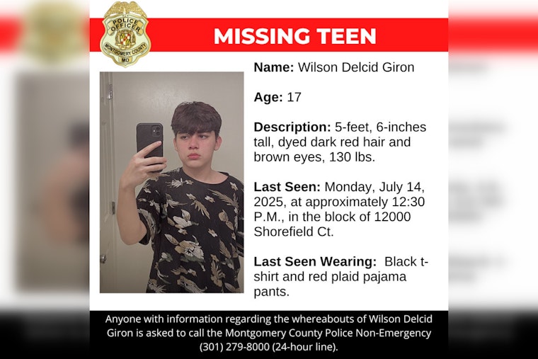Montgomery County Police Seek Public Assistance in Locating Missing Teenager Wilson Delcid Giron