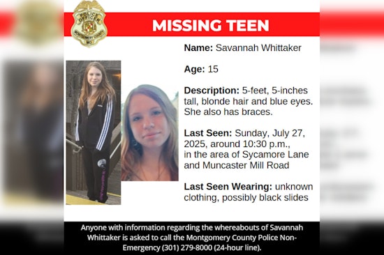 Montgomery County Police Seek Public's Aid in Locating Missing 15-Year-Old Savannah Whittaker
