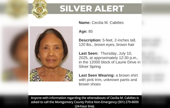 Montgomery County Police Seek Public's Aid in Locating Missing 85-Year-Old Cecilia M. Cabiltes