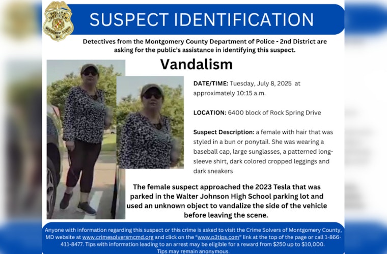 Montgomery County Police Seek Public's Help to Identify Suspect in Rock Spring Drive Vandalism Case